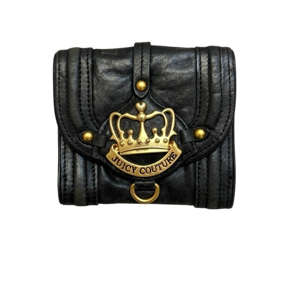 Juicy couture vintage black leather compact wallet - Picture 1 of 8